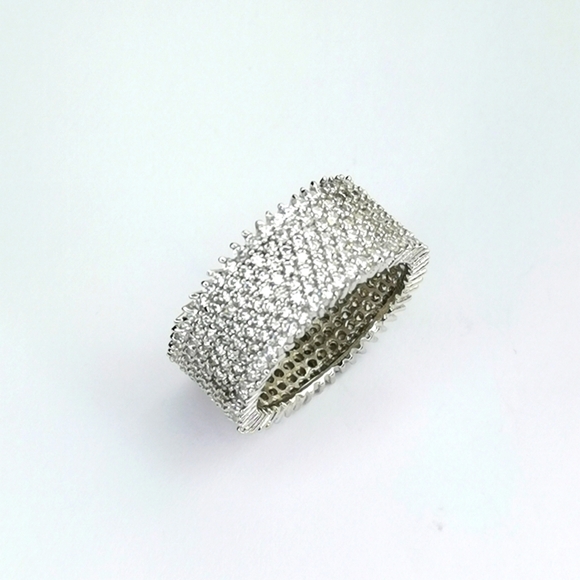 Sterling silver cz wide band eternity band ring size 8.5 🆕 - Picture 1 of 5